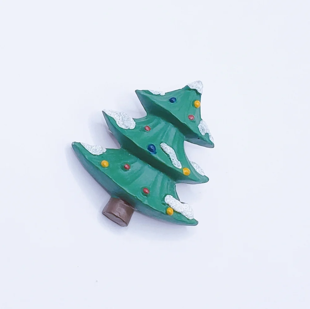 Festive Green Christmas Tree Brooch